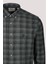 Erkek Gömlek Haki Uzun Kol Ekose Kareli Flanel Yün Tuşeli Slim Fit Düğmeli Yaka Shirt Ncs Jeans 7266 2