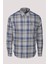 Erkek Gömlek Mavi Uzun Kol Ekose Kareli Flanel Yün Tuşeli Slim Fit Düğmeli Yaka Shirt Ncs Jeans 7269 1