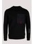 Erkek Sweatshirt Siyah Relaxed Fit Double Face Crewneck Jeans 1640 1