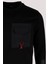 Erkek Sweatshirt Siyah Relaxed Fit Double Face Crewneck Jeans 1640 5