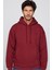 Oversize Pamuk Kapüşonlu Basıc Unisex Bordo Sweatshirt 2