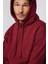 Oversize Pamuk Kapüşonlu Basıc Unisex Bordo Sweatshirt 3