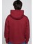 Oversize Pamuk Kapüşonlu Basıc Unisex Bordo Sweatshirt 5