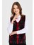 Kadın V Yaka Patchwork Yılbaşı Desenli Yelek Siyah 5
