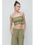Organik Pamuk Müslin Crop Büstiyer Pantolon Takım 9124 Haki 4