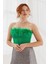 Tüy Detaylı Crop Yeşil Kadin Triko 1