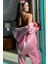 5'li Bustiyerli Biyeli Pembe Saten Pijama Takımı 4