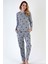 Gri Kadın Uzun Kollu Pijama Takımı 2