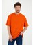 Turuncu Oversize Unisex Düz T-Shirt 1
