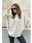 Kadın Bej Airobin Yarasa Duble Kol Salaş Bluz Ekstra Oversize Yuvarlak Yaka - Tesettüre Uygun 1