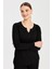 Kadın Açma Yaka Renkli Tohum Işlemeli Bluz Siyah 2