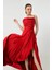 Kırmızı Yırtmaç Detaylı Saten Abiye Elbise 4522348.08 1