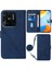 Xiaomi Için Redmi 10C/REDMI 10 (Hindistan) Pu Deri Kapak Çizgileri Baskılı Cüzdan Stand Flip Telefon Kılıfı Omuz Kayışı Sapfire (Yurt Dışından) 1
