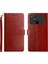 Xiaomi Için Poco C40 4g HT01 Cüzdan Stand Özelliği Baskılı Y Şeklindeki Çizgiler Telefon Kasası Pu Dergi Anti-Düşme Kabuğu, Kayış-Kahverengi (Yurt Dışından) 1