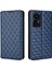 Xiaomi Için 12 Lite 5g Baskı Rhombus Desen Pu Deri Deri Stand Cüzdan Kılıfı Manyetik Otomatik Kapanış Telefon Kapak Mavisi (Yurt Dışından) 1