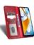 Xiaomi Için Poco C40 4g Şok Geçirmez Izgara Dokusu Pu Deri Deri Telefon Kılıf Standı Manyetik Otomatik Absorbed Telefon Cüzdan Kapak Kırmızısı (Yurt Dışından) 2