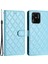 Xiaomi Redmi 10C Için 4g Katlanabilir Stand Telefon Deri Kılıf Dikiş Çizgisi Rhombus Cüzdan Kapak Sky Mavi (Yurt Dışından) 1