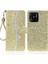 Xiaomi Redmi Için 10C Glitter Pu Deri Telefon Kılıfı Stand Manyetik Kapatma Bling El Strap-Gold ile El Strap-Gold ile Şok Geçirmez Flip Kapak (Yurt Dışından) 1