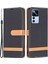Xiaomi Için 12T 5g/redmi K50 Ultra 5G/12T Pro 5g Kot Boya Doku Pu Deri Deri Stand Cüzdan Kılıfı Renk Ekleme Manyetik Toka Telefon Kapağı Black (Yurt Dışından) 1