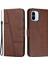 Xiaomi Için Redmi A1 4g/a2 4g Basit Stil Telefon Kapağı Dikiş Tasarım Cüzdan Anti-Çizelge Pu Deri Stand Kılıfı Strap-Brown (Yurt Dışından) 1