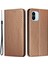 Karbon Fiber Doku Pu Deri Deri Telefon Kılıfı Xiaomi Için Redmi A1 4g/a2 4g Cüzdan Stand Manyetik Otomatik Kapanış Şok Geçirmez Telefon Kapağı Bilek Kayış-Kahverengi ile (Yurt Dışından) 1