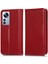 Xiaomi Için 12 Lite 5g Anti-Çizelge Anti-Çizelge Kılıfı Manyetik Izgara Doku Pu Deri Stand Telefon Cüzdan Kapak Kırmızısı (Yurt Dışından) 1