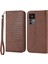 Xiaomi Için 12T 5g/redmi K50 Ultra 5g Rhombus Desen Baskılı Pu Deri Stand Buzağı Dokusu Şok Geçirmez Telefon Cüzdan Kapağı Strap-Brown (Yurt Dışından) 1
