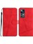 Xiaomi 12T 5G/12T Pro 5g/redmi K50 Ultra 5g Retro Pu Deri Dikiş Hattı Dekor Telefon Kapağı Cep Telefon Kılıf Cüzdanı Cilt Duygu Kırmızısı (Yurt Dışından) 1
