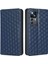 Xiaomi Için Damla Koruma Evi Kılıfı 12T 5g/redmi K50 Ultra 5G/12T Pro 5g, Manyetik Otomatik Kapatma Koruyucu Kabuk Cüzdan Stand Baskılı Rhombus Desen Pu Deri Telefon Kapak-Mavi (Yurt Dışından) 1