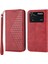 Xiaomi Poco X4 Pro 5g Için Baskılı Rhombus Desen Telefon Stand Buzağı Dokusu Pu Deri Deri Cüzdan Strap-Red ile Manyetik Kapak Kapağı (Yurt Dışından) 1