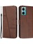 Xiaomi Redmi Için Not 11E 5g/10 5g/10 Prime+ 5g Dikiş Tasarım Cüzdan Telefon Kapağı Tpu Iç Mekan Koru Pu Deri Folio Flip Stand Case Strap-Brown (Yurt Dışından) 1