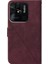 Xiaomi Için Redmi 10C/REDMI 10 (Hindistan) Pu Deri Kapak Çizgileri Baskılı Cüzdan Stand Flip Telefon Kılıfı Omuz Kayışı Kırmızısı (Yurt Dışından) 3