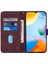 Xiaomi Için Redmi 10C/REDMI 10 (Hindistan) Pu Deri Kapak Çizgileri Baskılı Cüzdan Stand Flip Telefon Kılıfı Omuz Kayışı Kırmızısı (Yurt Dışından) 4