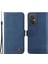 Xiaomi Redmi Için 11 Prime 4g Pu Deri Deri Flip Cüzdan Telefon Kılıfı Stand Özellik Ağaç Desen Metal Düğmesi Dekor Çizgileri Baskılı Strap-Mavi ile Cilt Touch Kapağı (Yurt Dışından) 1
