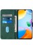 Xiaomi Için Redmi 10C/REDMI 10 (Hindistan) Pu Deri Kapak Çizgileri Baskılı Cüzdan Stand Flip Telefon Kılıfı Omuz Kayışı-Blackish Yeşil (Yurt Dışından) 4