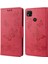 Xiaomi Için Redmi 10A Pu Deri Kelebek Çiçeği Baskılı Kılıf Stand Cüzdan Tasarım Telefon Koruyucu Kapak-Kırmızı (Yurt Dışından) 1