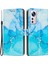 Xiaomi Için Cüzdan Telefon Kılıfı 12 Lite 5g Koruyucu Koruyucu Mermer Desen Baskı Stand-Mavi/yeşil ile Şok Geçirmez Kapak (Yurt Dışından) 1