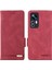 Xiaomi 12T 5g/redmi K50 Ultra 5g Cüzdan Flip Telefon Kapağı Donanım Dekoru Pu Derisi Manyetik Kapanma Stand Kılıf Kırmızı (Yurt Dışından) 1