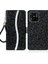 Xiaomi Redmi Için 10C Glitter Pu Deri Telefon Kılıfı Stand Manyetik Kapanma Bling El Çantası Şok Geçirmez Flip Kapak El Strap-Black (Yurt Dışından) 1