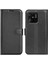 Xiaomi Için Redmi 10C/REDMI 10 (Hindistan) Stand Fonksiyonu Litchi Doku Deri Kılıf Cüzdan Manyetik Cep Telefonu Koruyucu Black (Yurt Dışından) 1