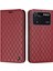 Xiaomi Için Poco M4 Pro 4g Anti-Fall Litchi Doku Doku Telefon Cüzdan Standı Rhombus Desenine Dirençli Cep Telefonu Vaka-Kırmızı (Yurt Dışından) 1