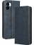Xiaomi Için Redmi A1 4g/a2 4g Retro Doku Pu Deri Deri Şok Geçirmez Stand Telefon Kılıfı Mahsit Desen Manyetik Telefon Cüzdan Kapak Blue (Yurt Dışından) 1