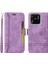 Xiaomi Için Redmi 10C 4g/redmi 10 (Hindistan) 4g Katlanabilir Stand Pu Deri Deri Şok Geçirmez Kılıf Strap-Purple ile Baskılı Dikiş Hattı Telefon Cüzdan Kapağı (Yurt Dışından) 1