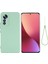 Xiaomi Için 12 Lite 5g Damla Geçirmez Sıvı Silikon Telefon Kılıfı Yumuşak Çizgiye Karşı Çizgiye Karşı Kesik Kesme Kabuğu Strap-Green ile (Yurt Dışından) 1