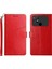 Xiaomi Için Poco C40 4g HT01 Cüzdan Stand Özelliği Baskılı Y Şeklindeki Çizgiler Pu Deri Pu Dergi Anti-Düşme Kabuğu Kayış Kırmızısı (Yurt Dışından) 1