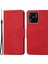 Xiaomi Redmi Için 10C Düz Renkli Deri Telefon Kılıf Katlanabilir Stand Tasarım Tam Vücut Koruma Telefon Kapak-Kırmızı (Yurt Dışından) 1