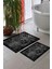 Yıkanabilir Kaymaz Pamuk Dokuma Taban Siyah Kaplan Renk 60X100-50X60 Banyo Paspası 2 Li Klozet Takımı 12 1