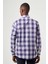Regular Fit Paşa Yaka Ekoseli Lila Erkek Gömlek GM23K232009_D44 2