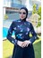Yarım Fermuarlı Likralı Tam Kapalı Mayo R4502 Mavi Geometri 1