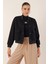 0688 Çift Cepli Crop Ceket - Siyah 1